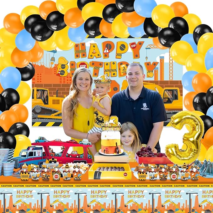 Construction Birthday Party Supplies for 3 Year Old Boy 139 Pcs Dump