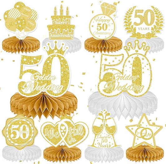 10 Pcs 50th Anniversary Decorations, 50th Wedding Anniversary