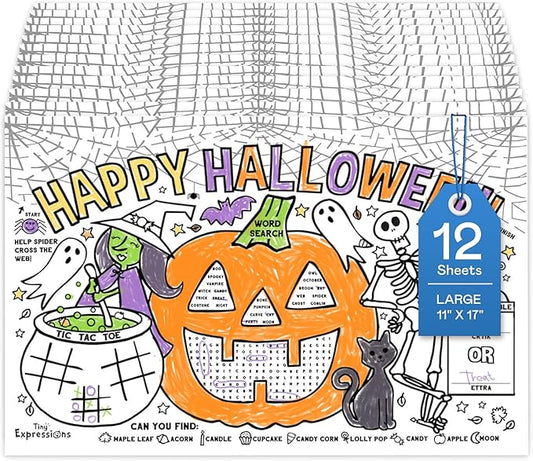 Tiny Expressions Halloween Placemats (Pack of 12 Pumpkin Placemats)