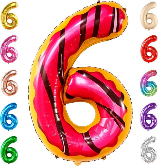 Giant Number 6 Donut Balloon - 40 Inch | Donut 6 Balloon