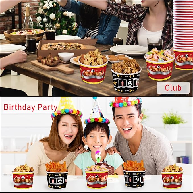 50Pcs Movie Night Party Supplies 9oz Movie Night Snack Ice Cream