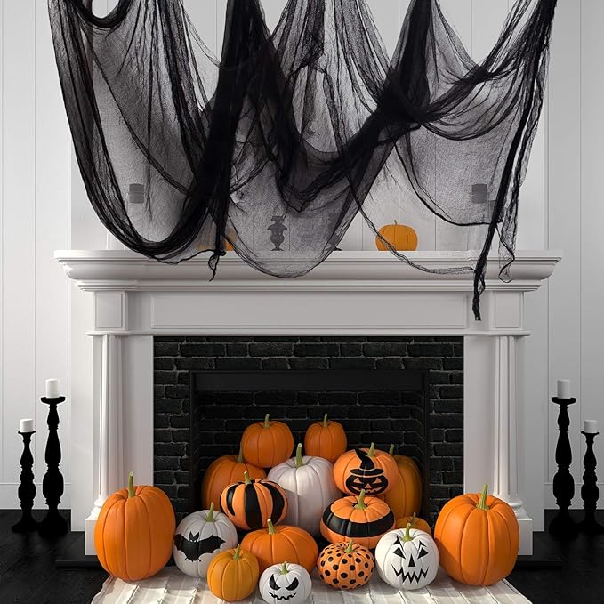 Whaline Halloween Black Creepy Cloth 197 x 87 Inch Spooky Gauze