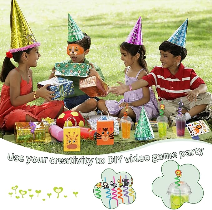 84 Pcs Jungle Safari Party Favors Set Wild Animals Set for Kids