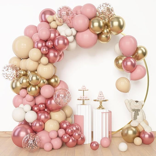 Amandir 153Pcs Boho Blush Balloon Arch Garland Kit, Different Sizes