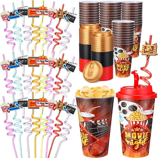 Yungyan 24 Sets Movie Night Party Favors Goodie Cups with Lids and