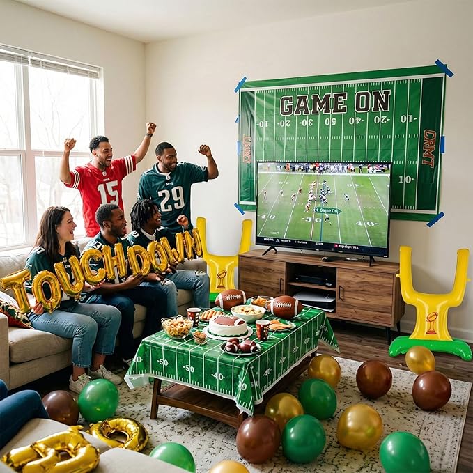 Football Party Decorations Kit with Green Brown Gold small Balloon