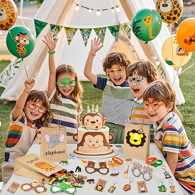 12 Sets Jungle Safari Party Favors Wild Animals Birthday Supplies