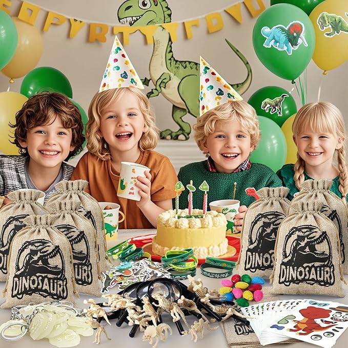 12 Sets Dinosaur Party Favors for Kids Birthday Magnifying Glasses