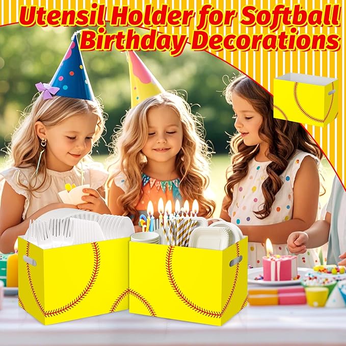 2PCS Softball Utensil Holder Paper Utensil Caddy for Softball Party