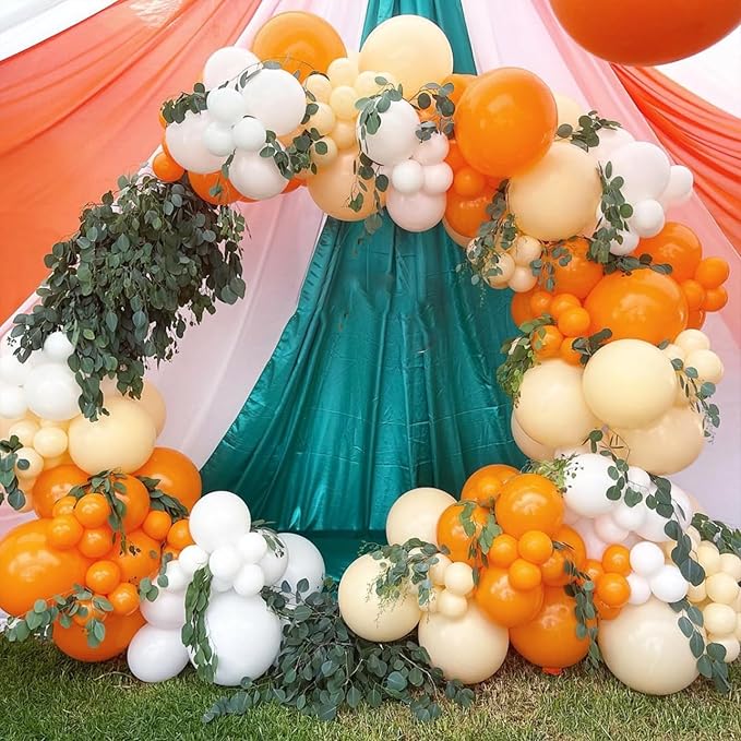 Orange Balloons, 67pcs 12 Inch Sand White and Orange Confetti