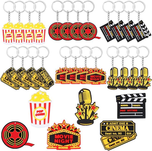 24PCS Movie Night Keychains Movie Night Party Favors Include