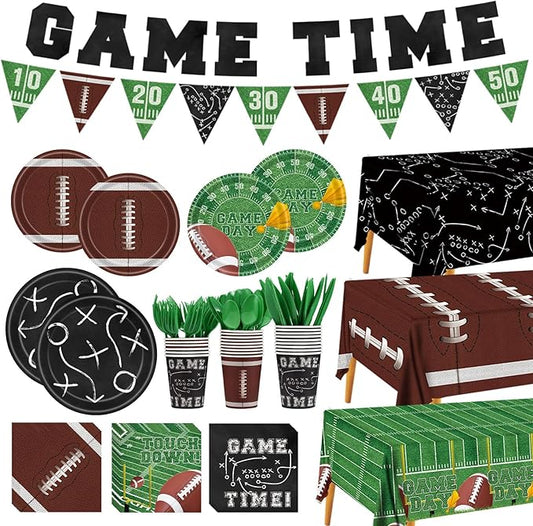 Football Party Supplies Decor Kit for 24 Guests 3 Tablecloths