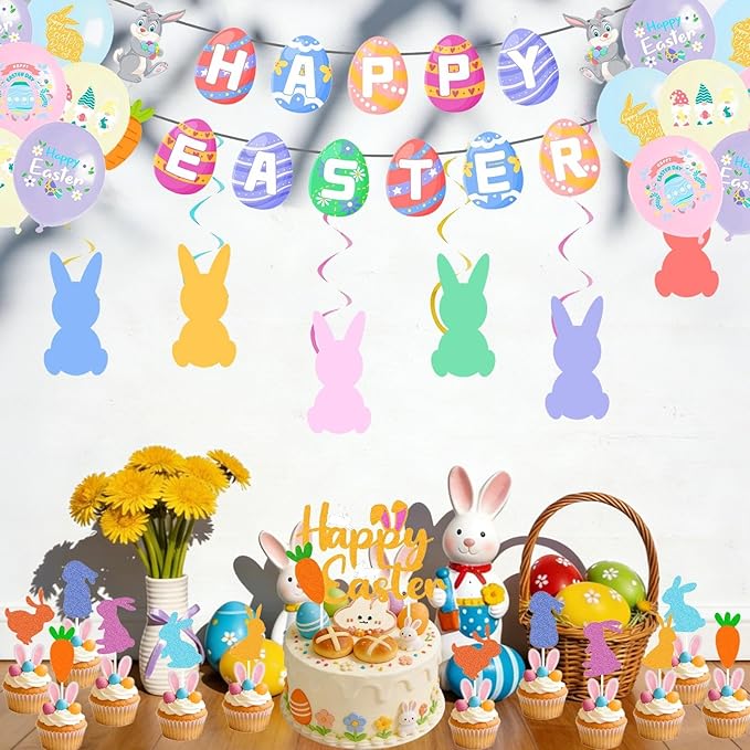 35PCS Easter Decoration Set Happy Easter Banner Suitable for Holiday