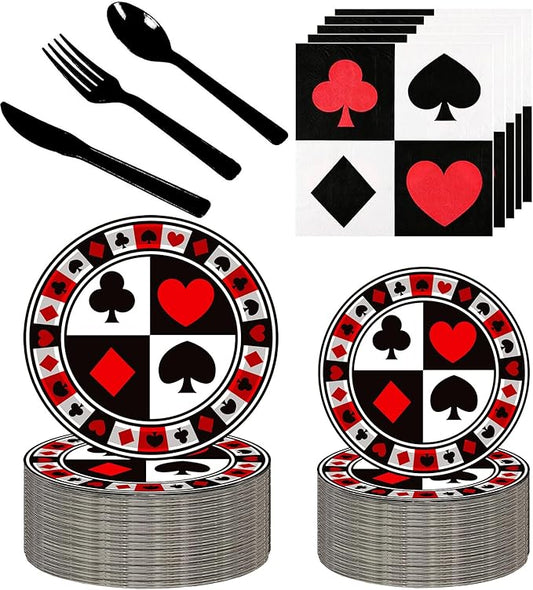 150Pcs Casino Poker Party Supplies 9 & 7 Poker Paper Plates &