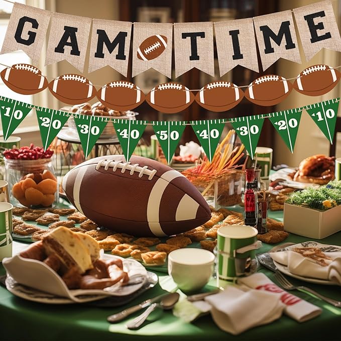 Game Time Football Burlap Banner Football Party Favors Decorations