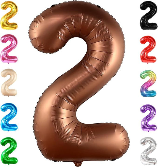 KatchOn, Giant Coffee Brown 2 Balloon Number - 40 Inch | Brown 2