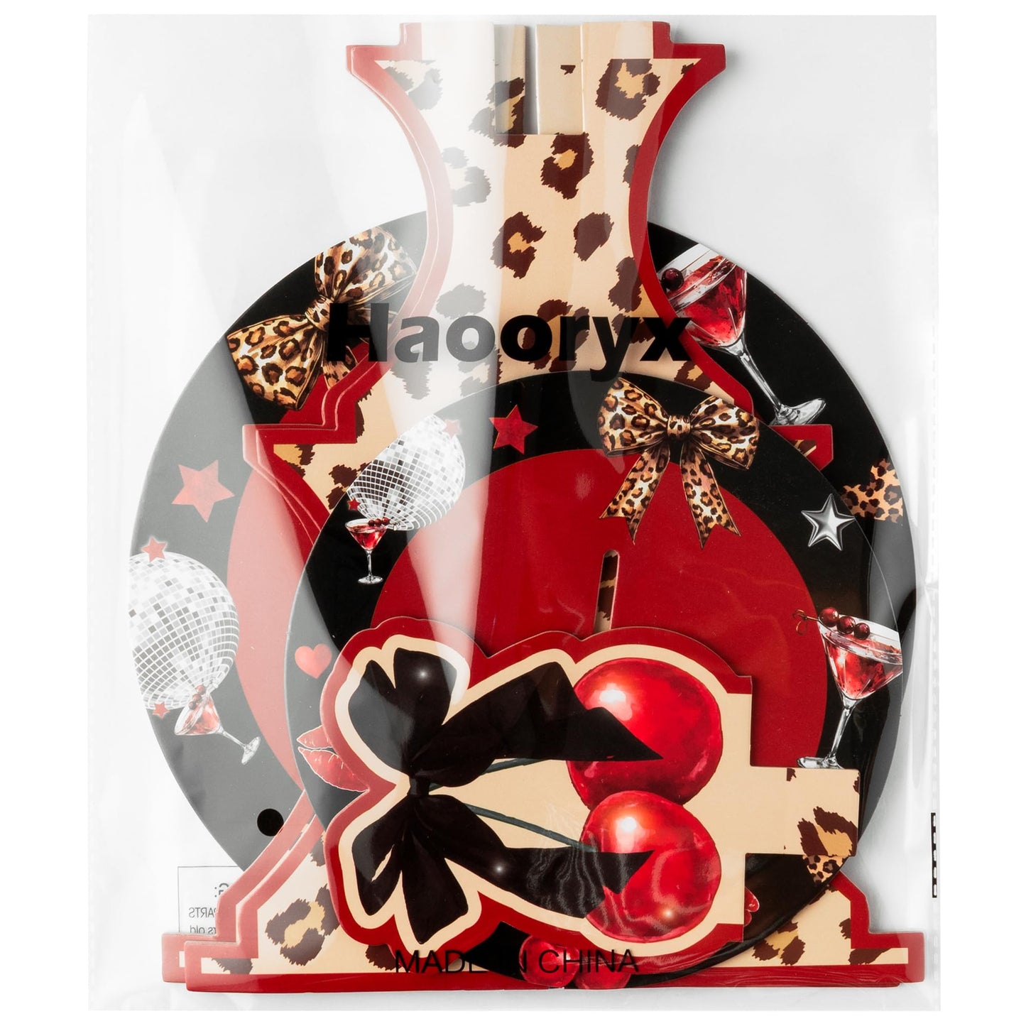 Haooryx Cheetah Cherry Cupcake Stand - 2Pack 3 Tier Red Cherry Bow