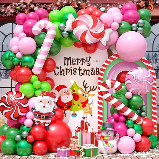 Christmas Balloon Arch Kit Xmas Fruit Green Pink Balloon Garland Hot