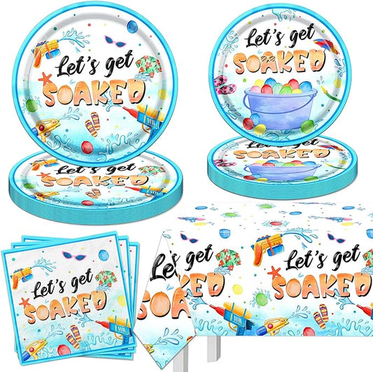 Summer Party Decorations Pool Party Supplies Tableware Set Let's Get