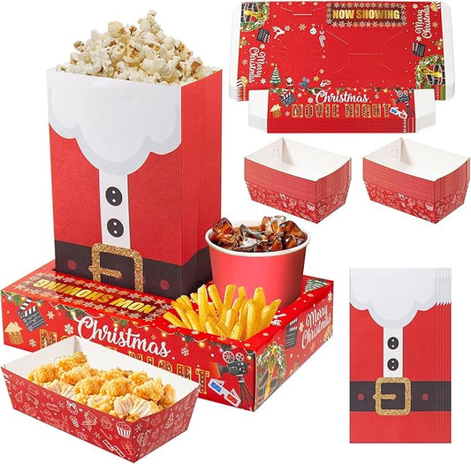 48PCS Christmas Movie Night Party Supplies 24 Snack Boxes 12 Food