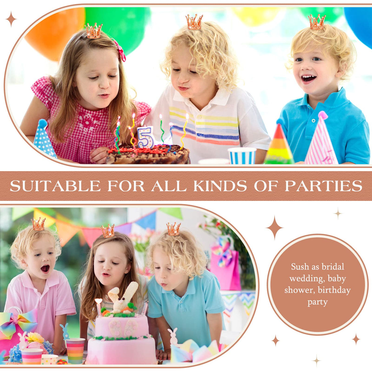 24 Pcs Crown Cake Topper Mini Baby Crown Tiny Queen Small Alloy