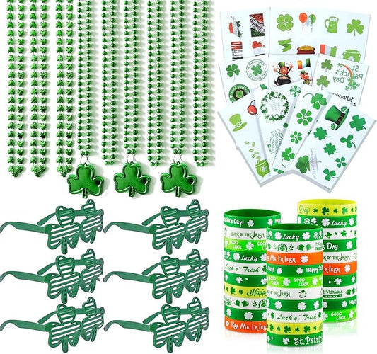 46 Pcs St.Patricks Day Party Accessories Favor Set Shamrock Glasses