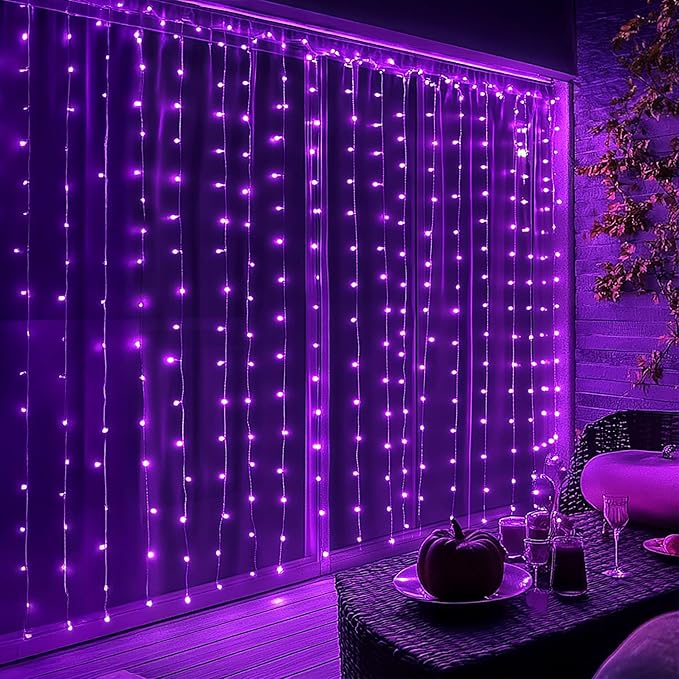 Dazzle Bright 300 LED Christmas Curtain String Lights Halloween