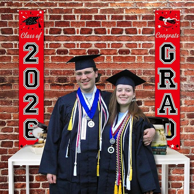 DAZONGE Graduation Decorations 2026, Red and Black Class of 2026