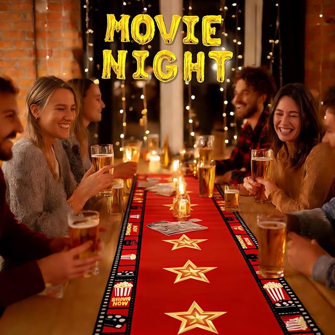 2 Pcs 13 x 72 Inch Movie Night Table Runner for Movie Night