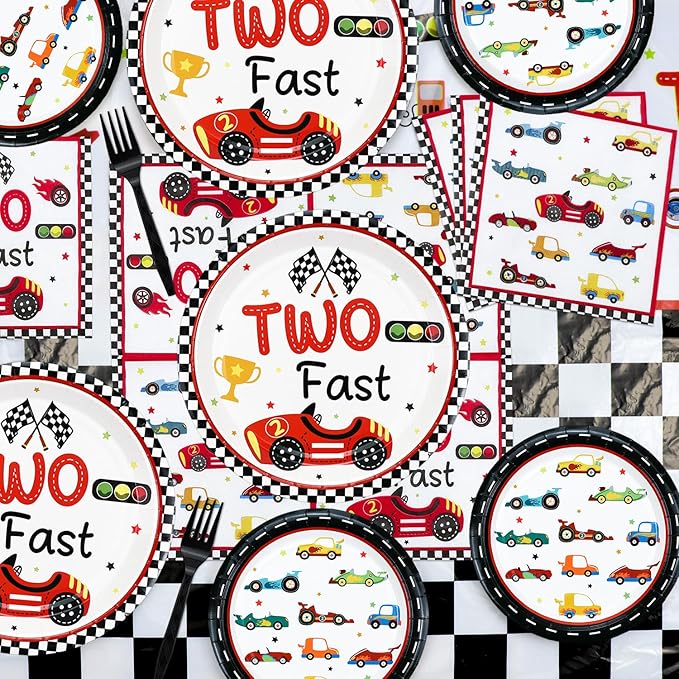 81Pcs Two Fast Race Car 2nd Birthday Party Decorations - Race Car