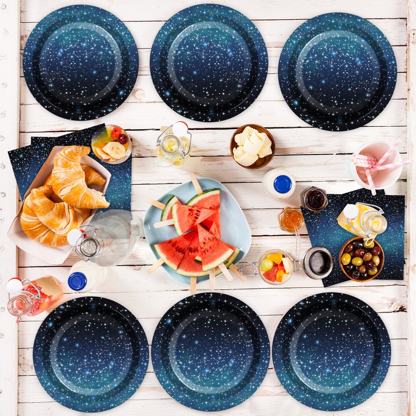 Galaxy Party Supplies Serves 24 Starry Night Party Paper Plates