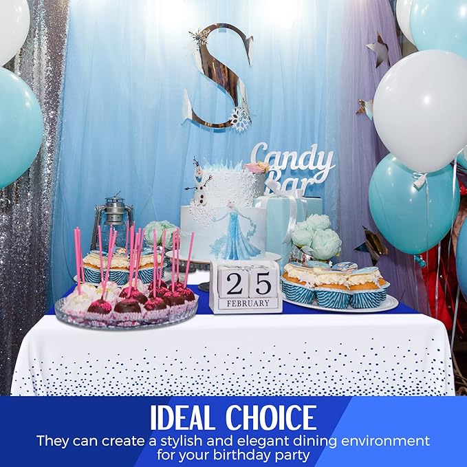 Breling 8 Pack Royal Blue Disposable Plastic Tablecloths and Satin