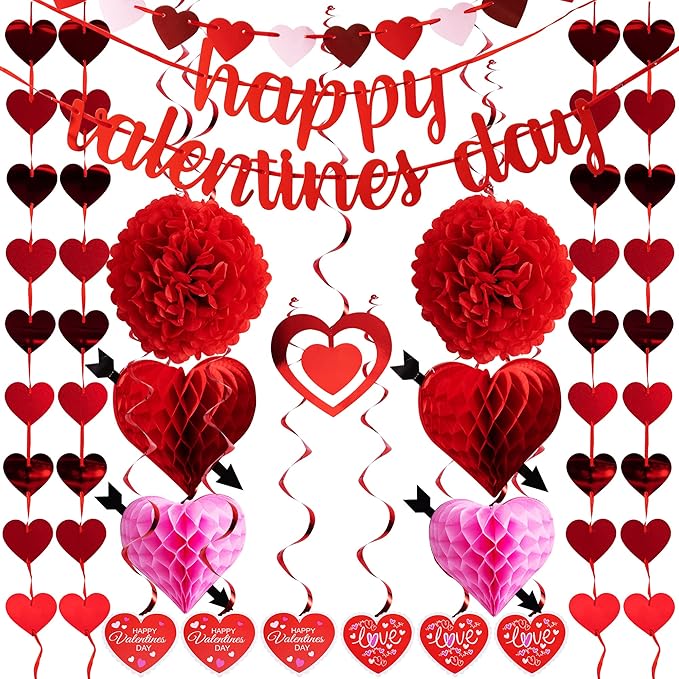 20 Packs Valentine's Day Swirl String Cutout with Garland Party