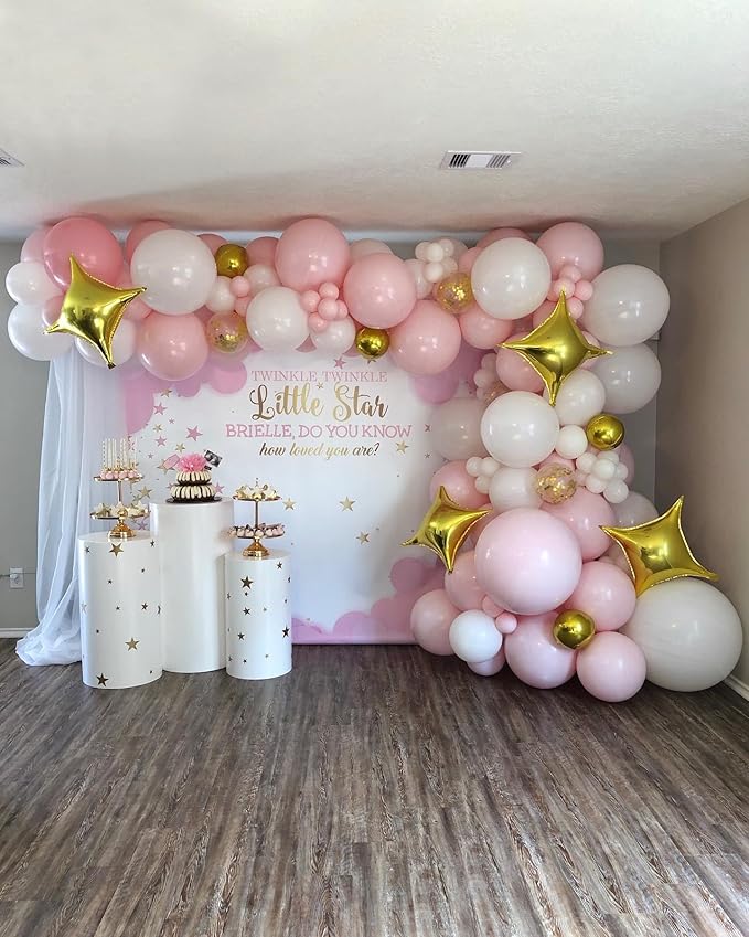 Pink and White Balloon Arch Kit 121PCS Pink and Gold Balloon Garland