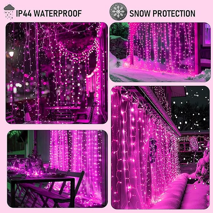 Dazzle Bright 300 LED Curtain String Lights Valentine's Day Fairy