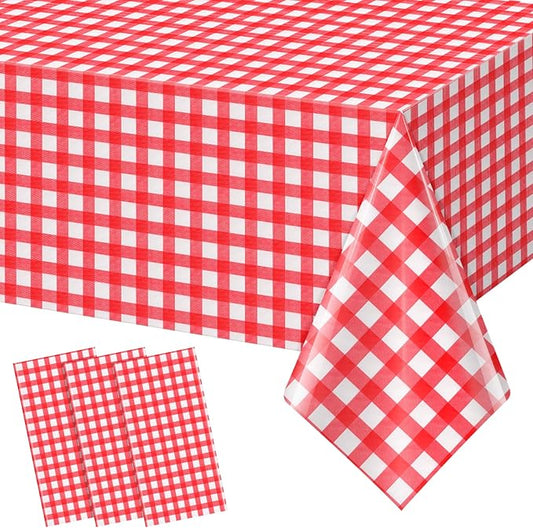 3pcs 54X108inch Red Checkered Tablecloth,Red Gingham Tablecloths