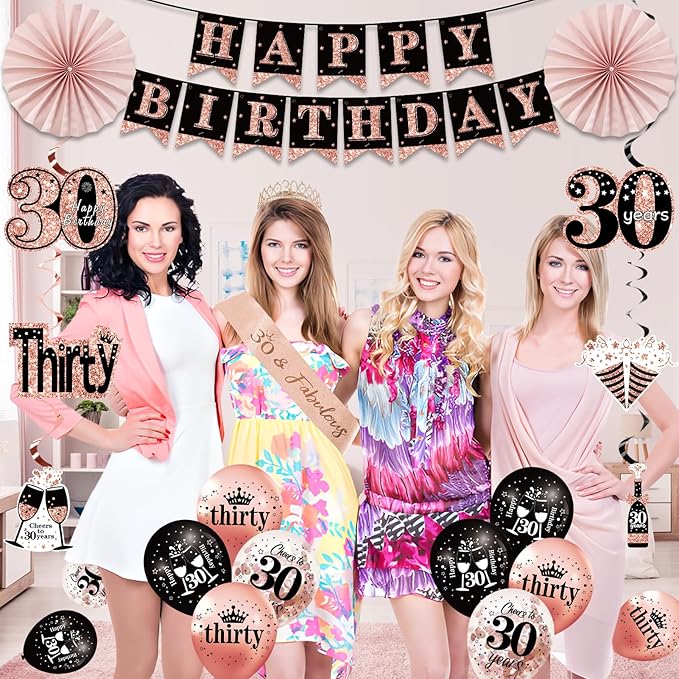 30th Birthday Decorations for Women 33pcs 30th Birthday Crown