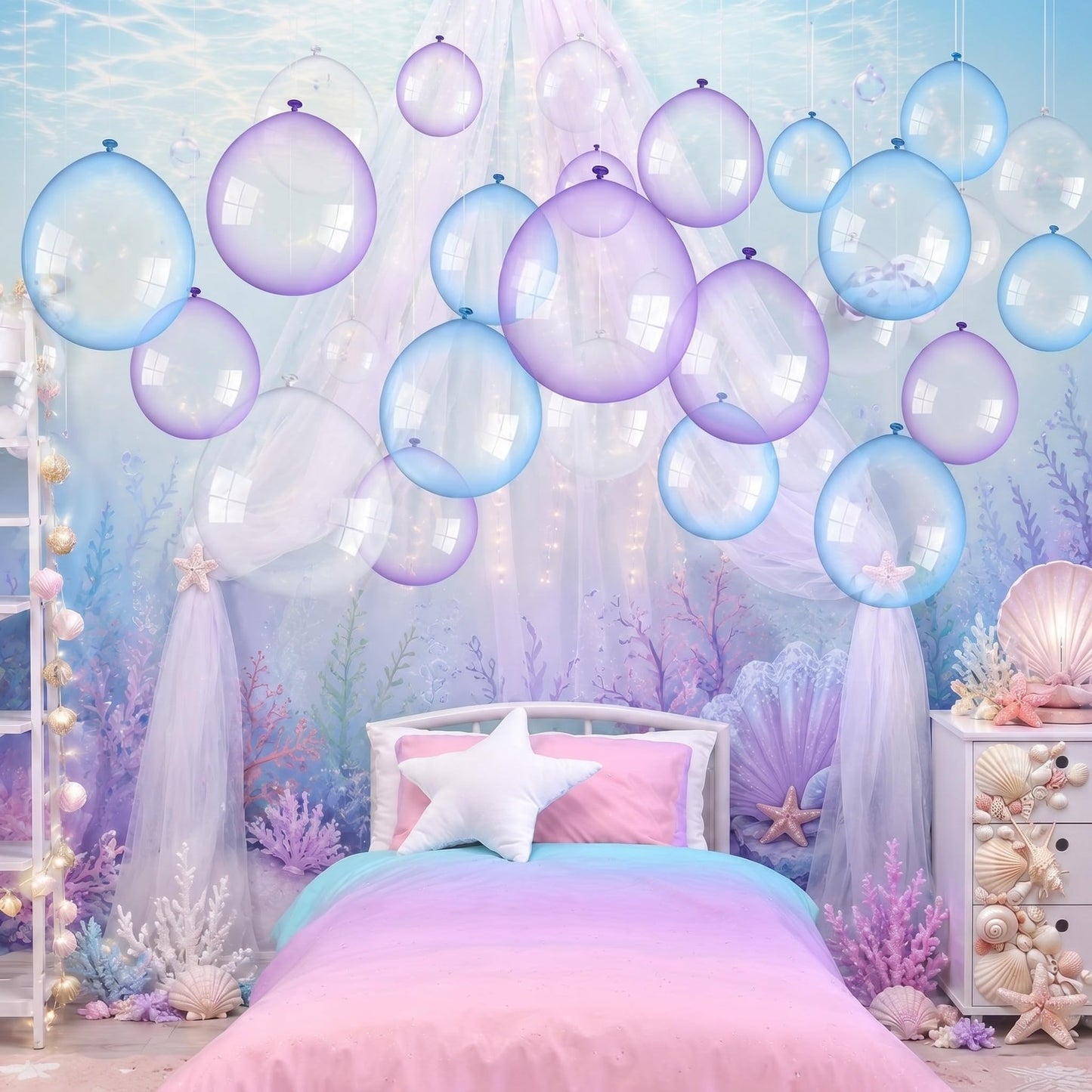 130 Pcs Clear Balloons Iridescent Transparent Bubble Shaped Balloons