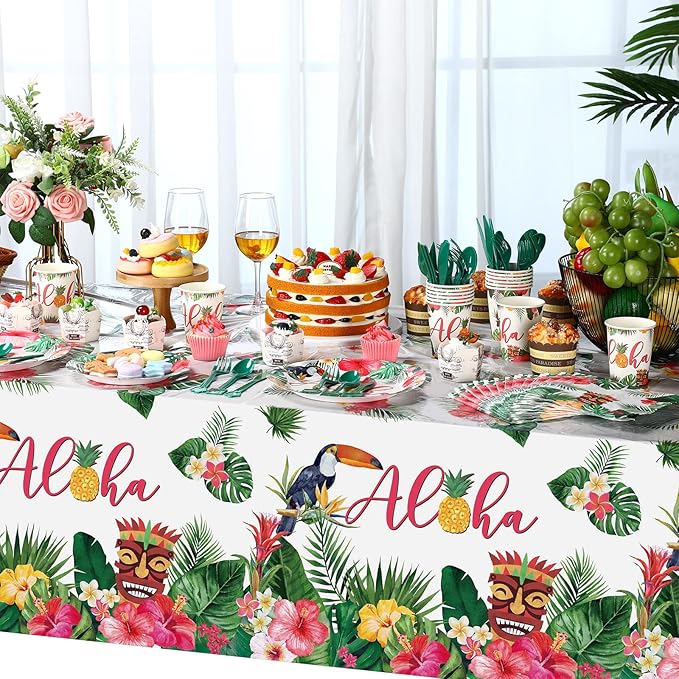 170 Pcs Hawaiian Luau Party Supplies Aloha Plates and Napkins Party