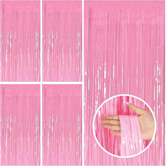 5 Pack Pink Tinsel Curtain Foil Fringe Birthday Graduation Party