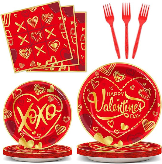 96 Pcs Valentine's Day Party Plates and Napkins Party Supplies