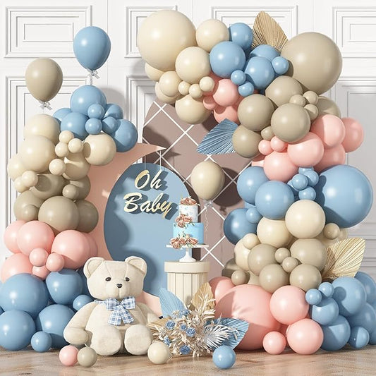 Gender Reveal Balloon Arch Kit 115Pcs Dusty Blue Blush Balloons