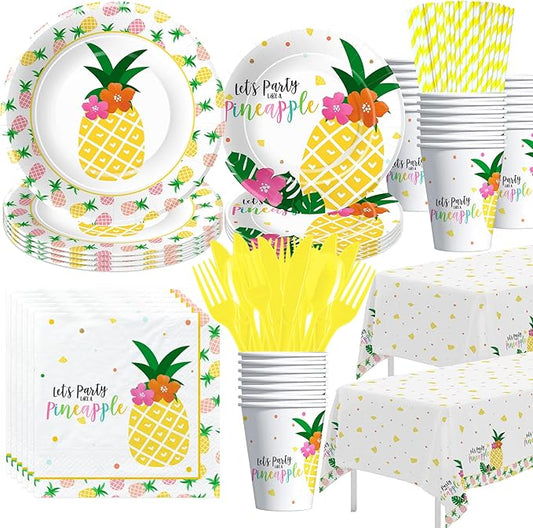 Pineapple Party Decorations Tableware Summer Hawaiian Luau Theme