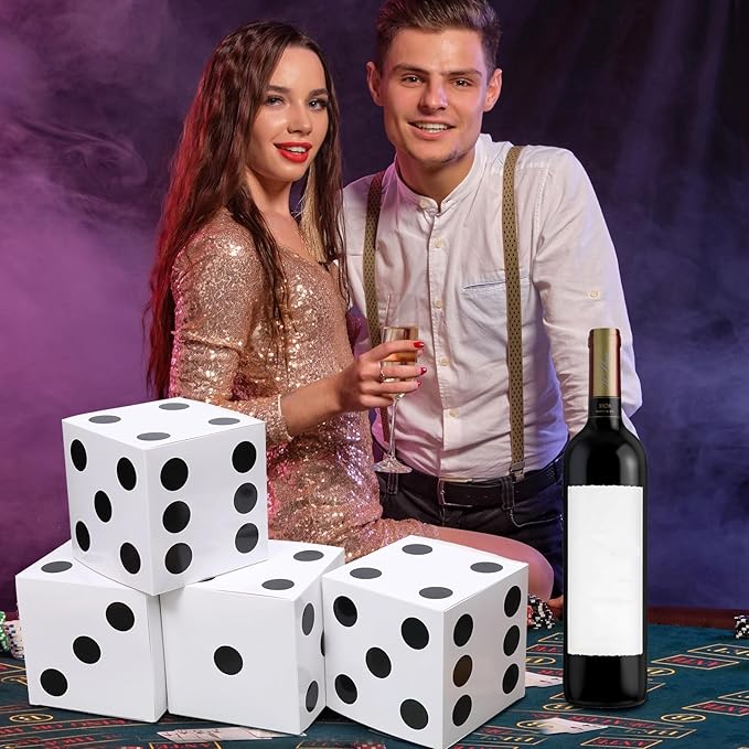 Ctosree 12 Pcs Large Casino Dice Boxes 11 in Casino Theme Party