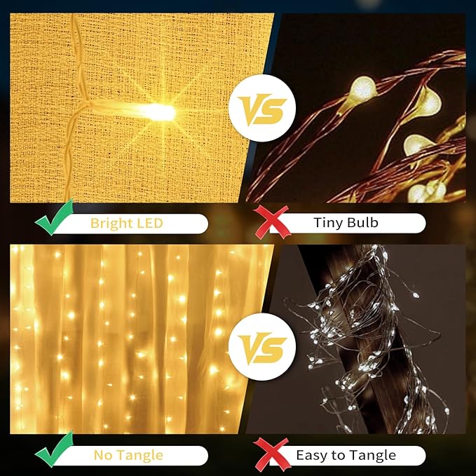Color Changing Curtain Lights, Pink Room Decor 8 Modes LED String