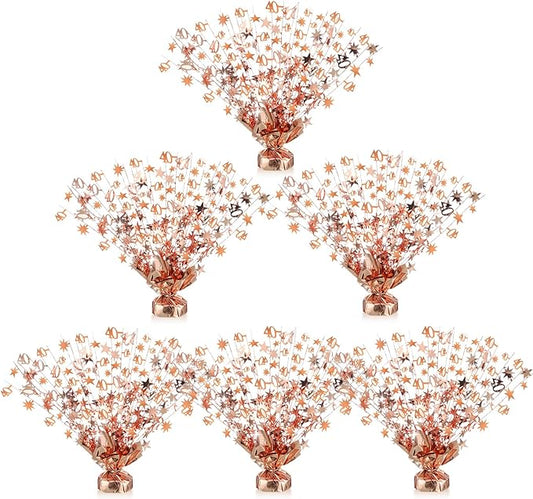 6 Pcs 40th Rose Gold Birthday Decorations for Table Centerpieces