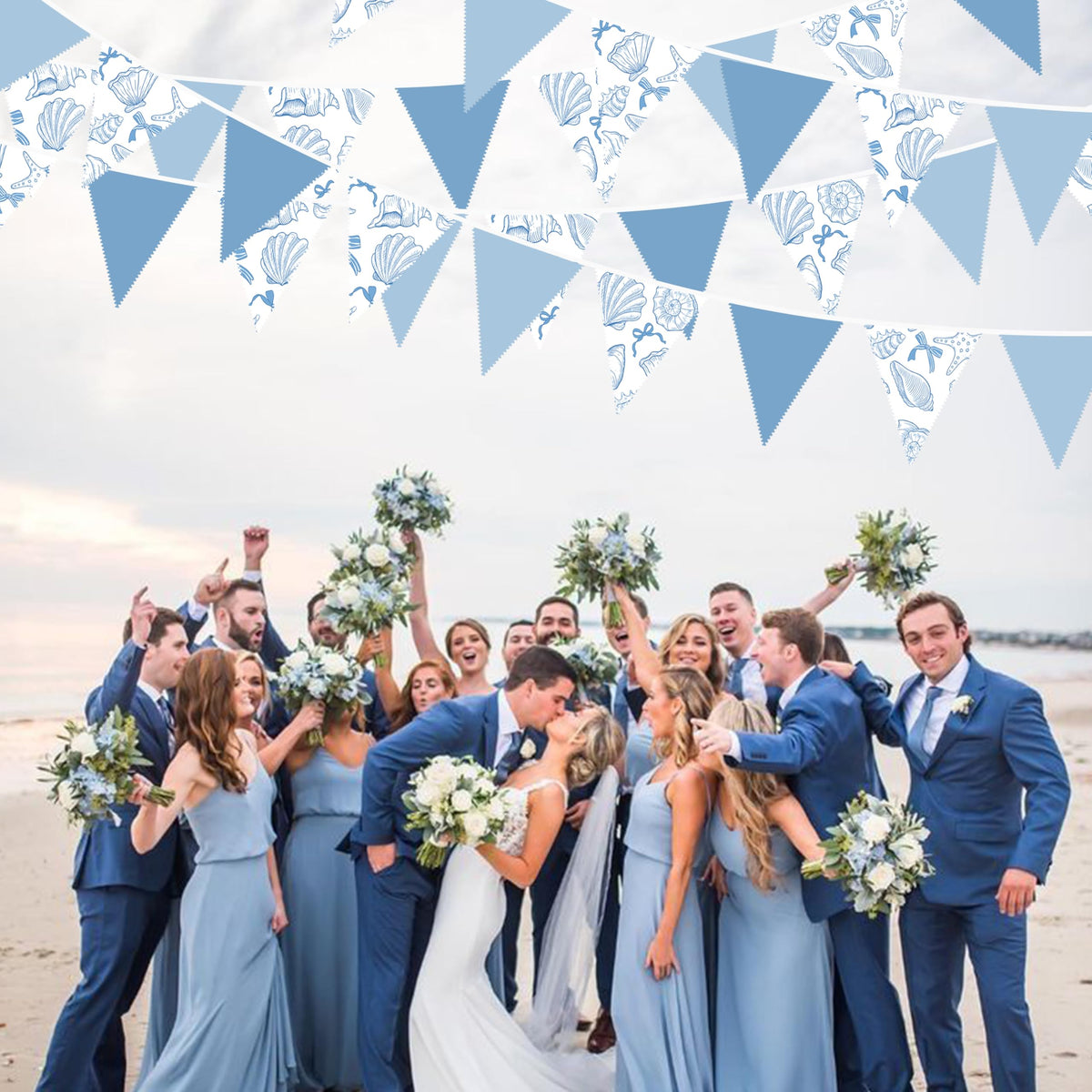 32Ft Ocean Coastal Nautical Beach Party Decorations Blue Bow Starfish