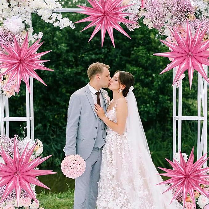 8 Pcs Star Balloons, Huge Pink Explosion Star Aluminum Foil Spike