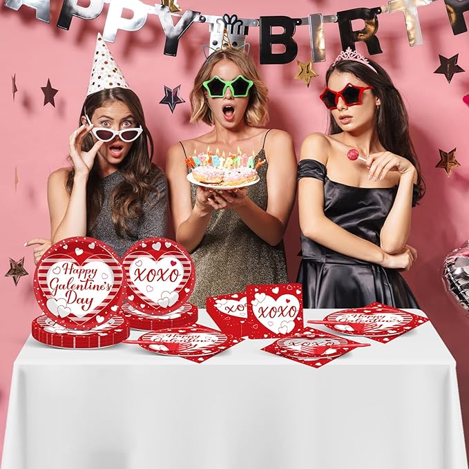 100pcs Galentine's Day Party Supplies Valentine's Day Paper Plates