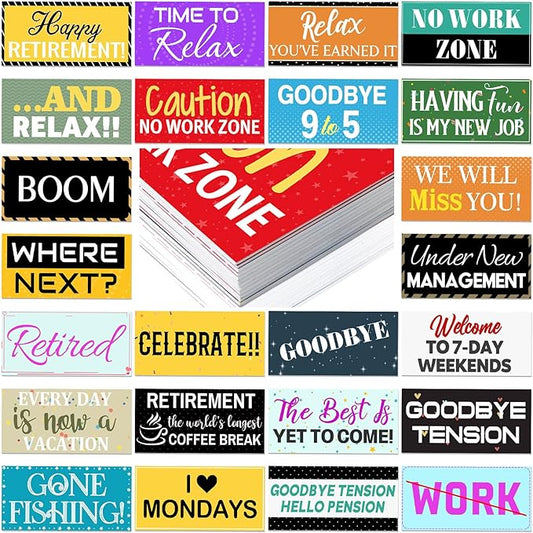 24 Designs Retirement Photo Booth Props Double Sided 11.02 x 5.51''